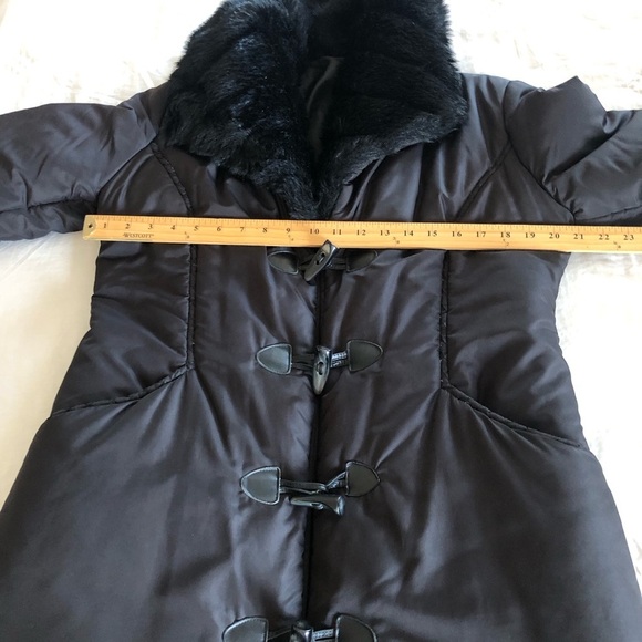 Vintage Women's Black Faux Fur collar Toggle buttons Long Maxi Coat M/L - Picture 12 of 15